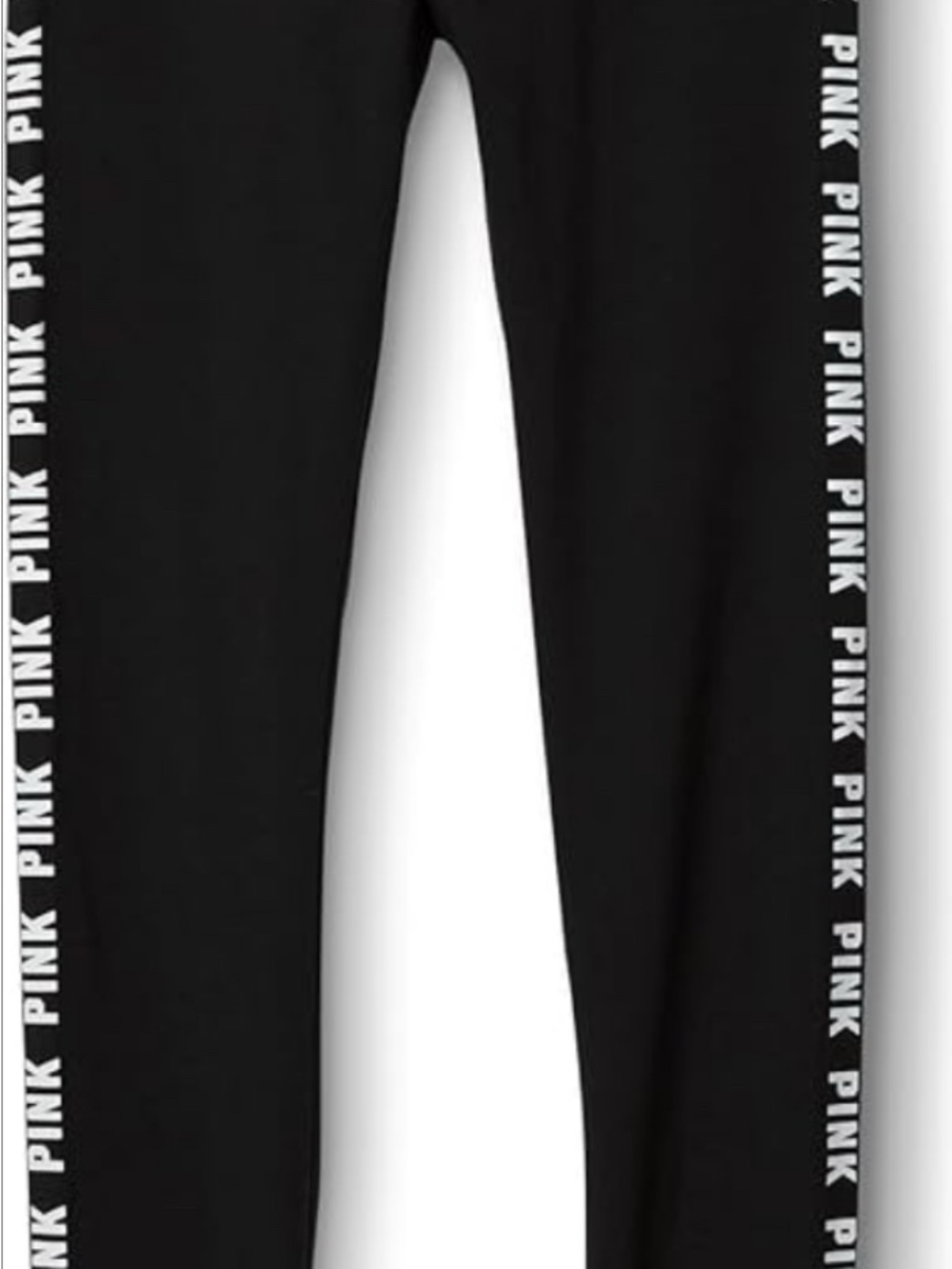 PINK Victoria's Secret Black Leggings with White Side Logo Tape